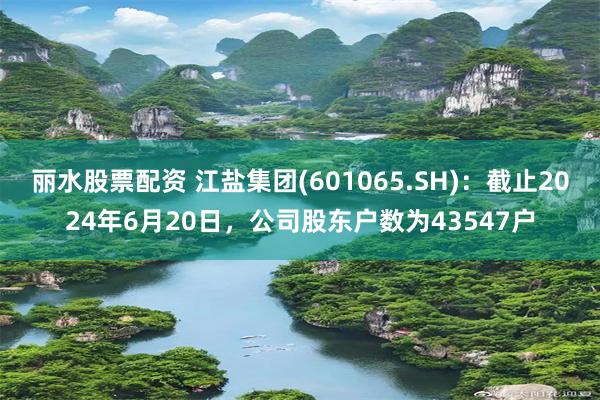 丽水股票配资 江盐集团(601065.SH)：截止2024年6月20日，公司股东户数为43547户